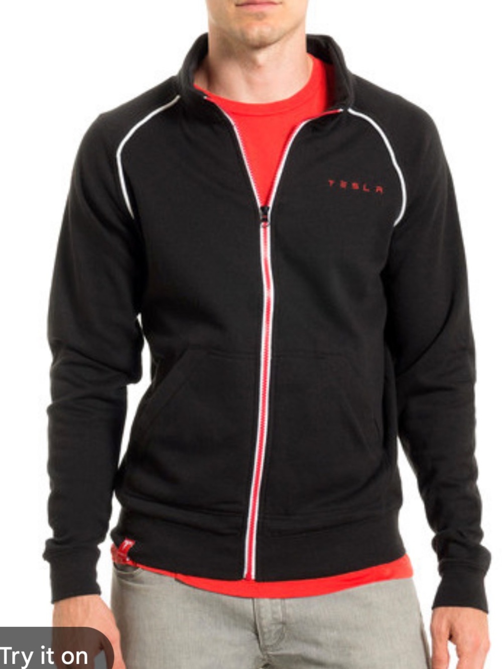 Tesla Men’s Black Zip-Up Sweater